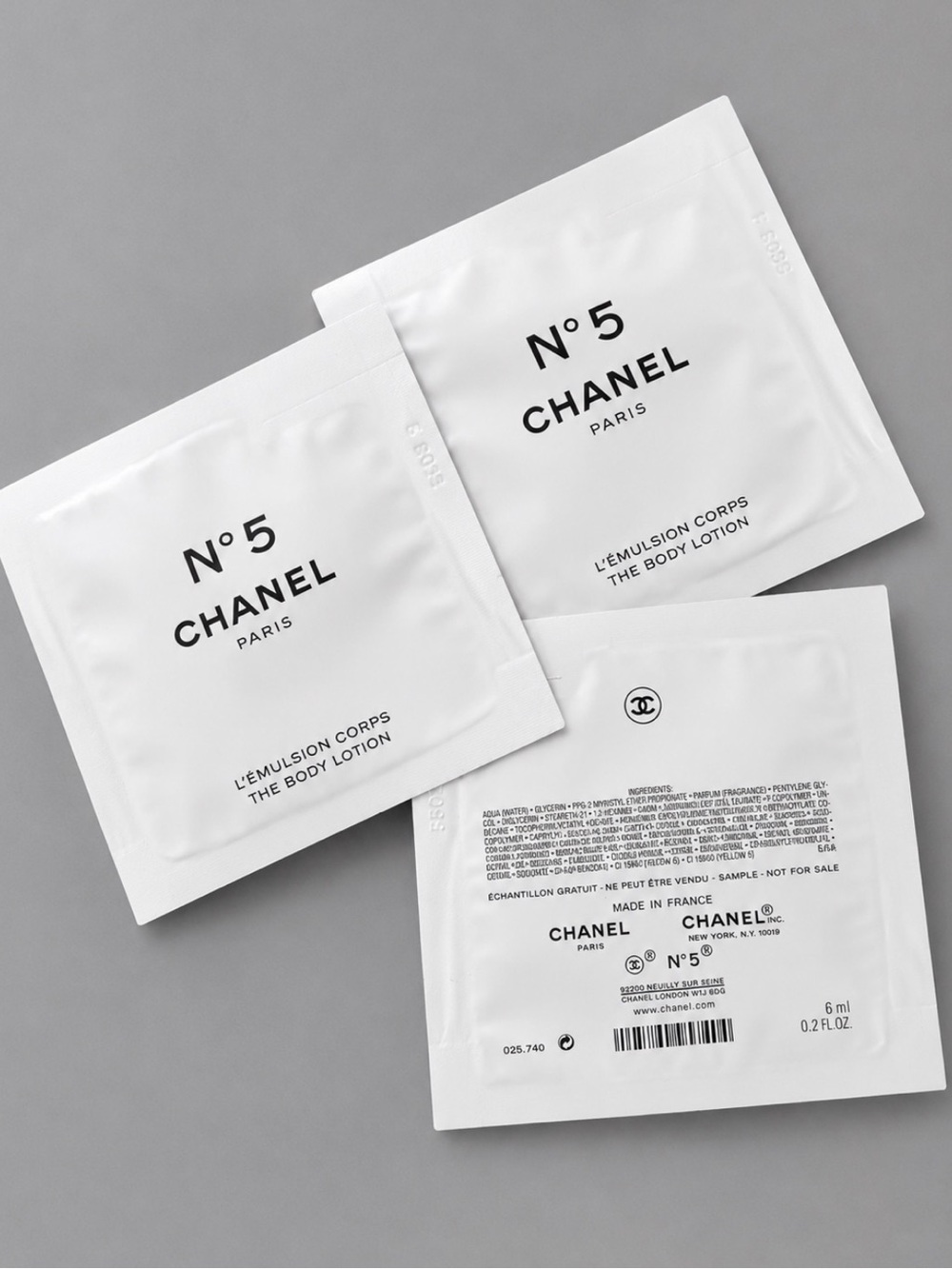 CHANEL No 5 L’Emulsion Corps Body Lotion Samples 3 Pack